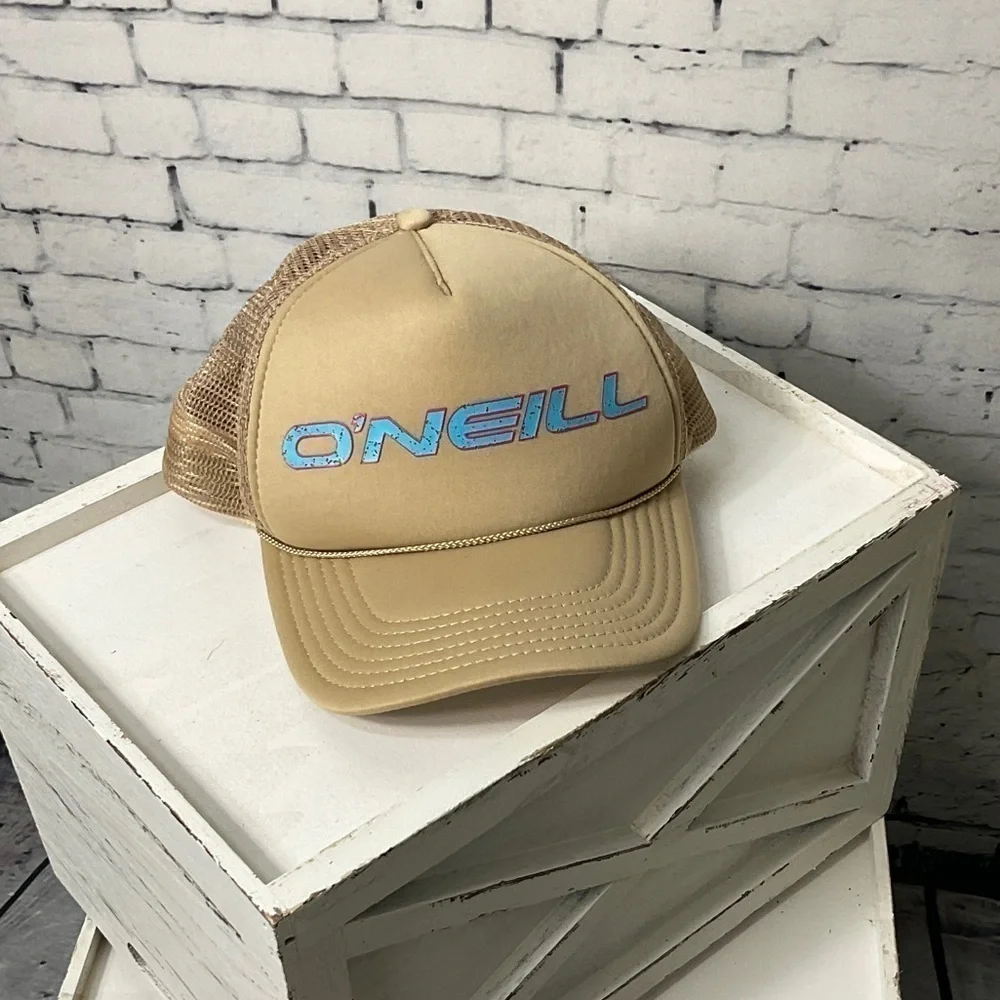 O Neill Beige Surf Wear Board Surfing Trucker Snapback Baseball Cap Hat